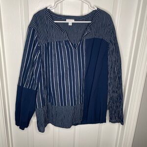 Pure Jill Elements 100% Cotton Art to Wear Lagenlook Lightweight Flowy Blouse 3X